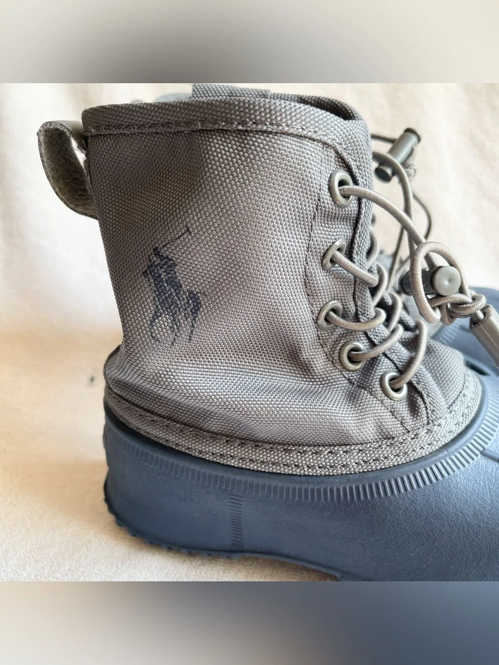 Boys Polo Ralph Lauren Boots Size 10 Blue & Gray Duck Boots for Toddler